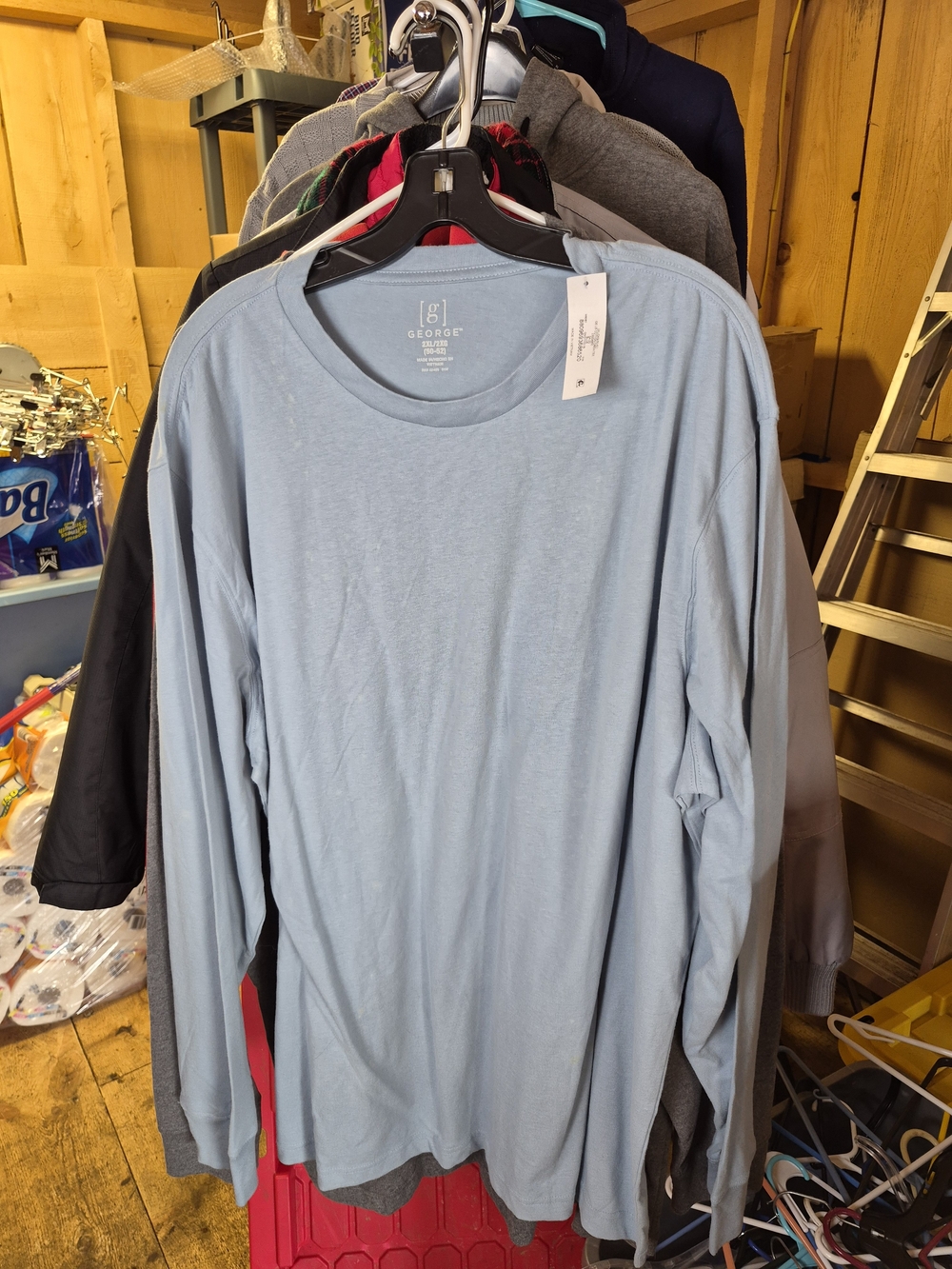 George Men's Long-Sleeve Crewneck Shirt - Light Blue Bin 36
